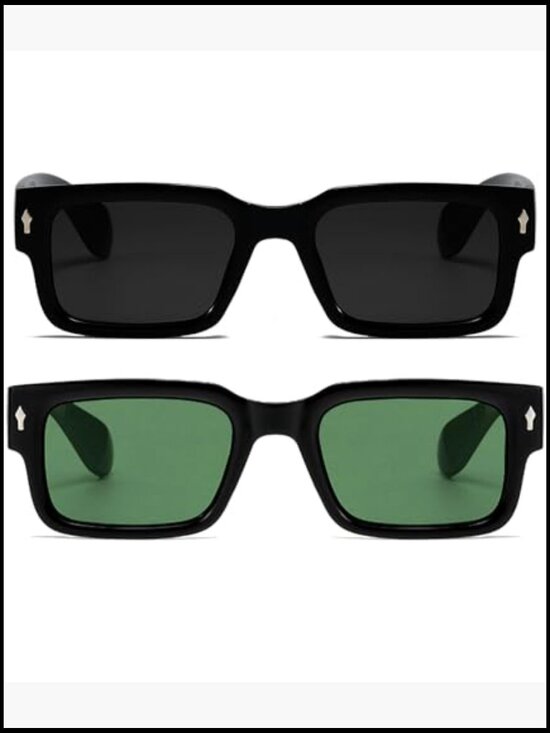 Square Frame Sunglasses Chunky Rectangle UV400 Protection Men Women main image 6